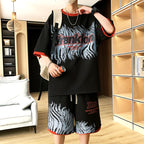Print Streetwear Tracksuit Shorts Set