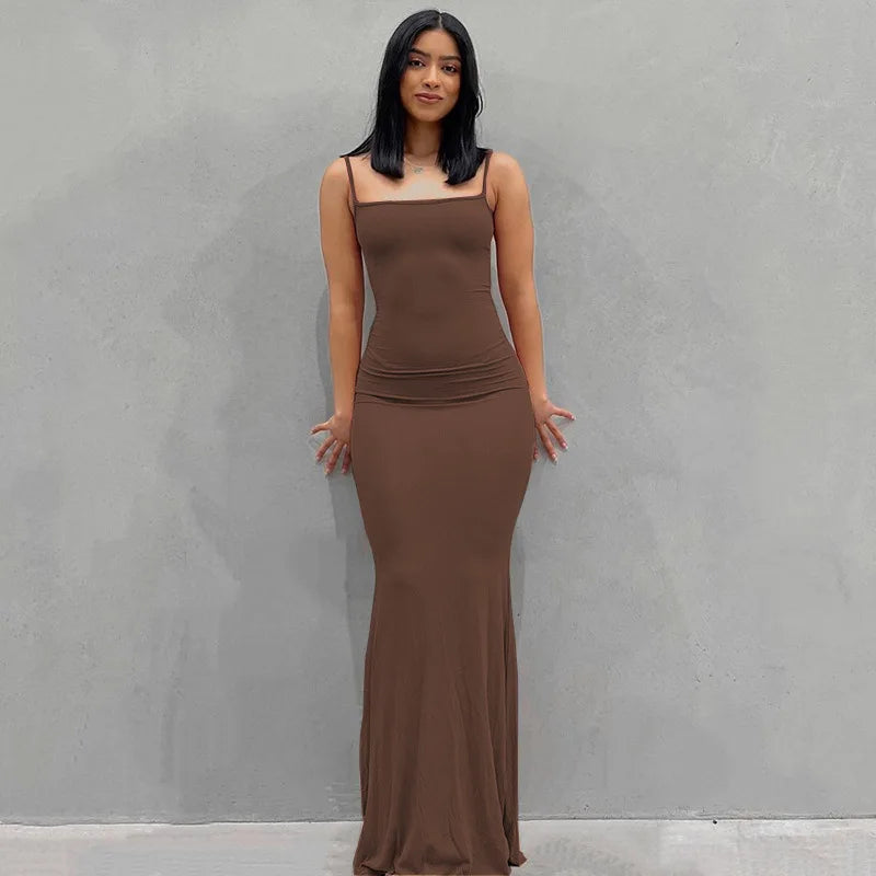 Spaghetti Strap Bodycon Maxi Dress