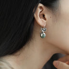 Zircon Silver Drop Stud Earrings