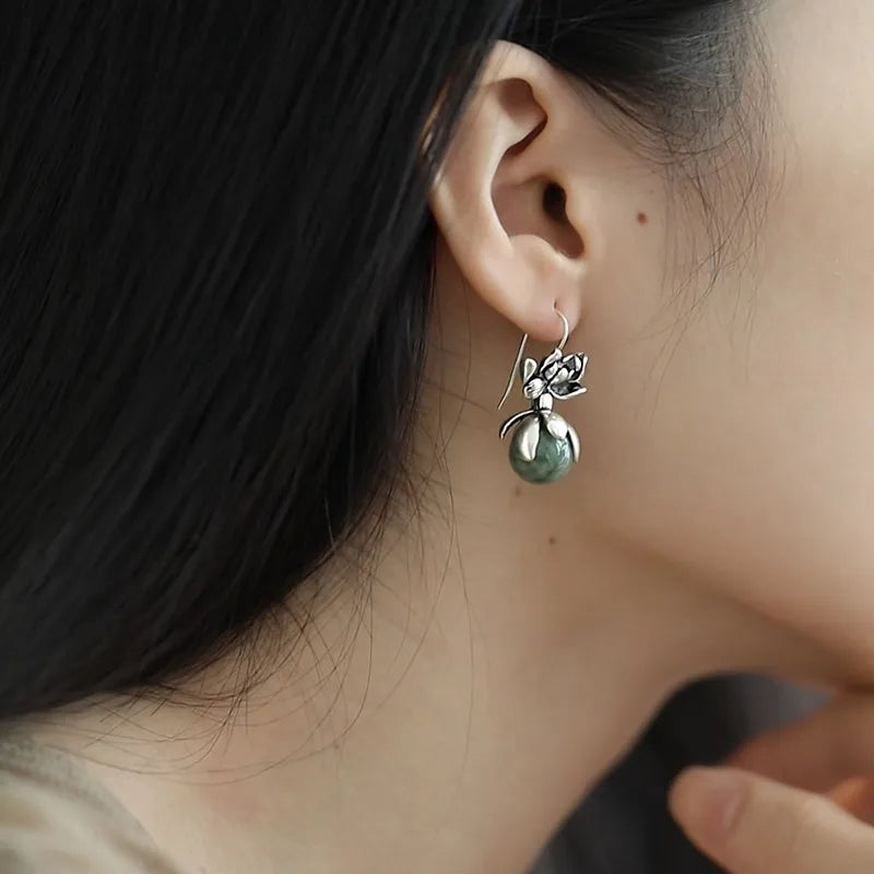 Zircon Silver Drop Stud Earrings