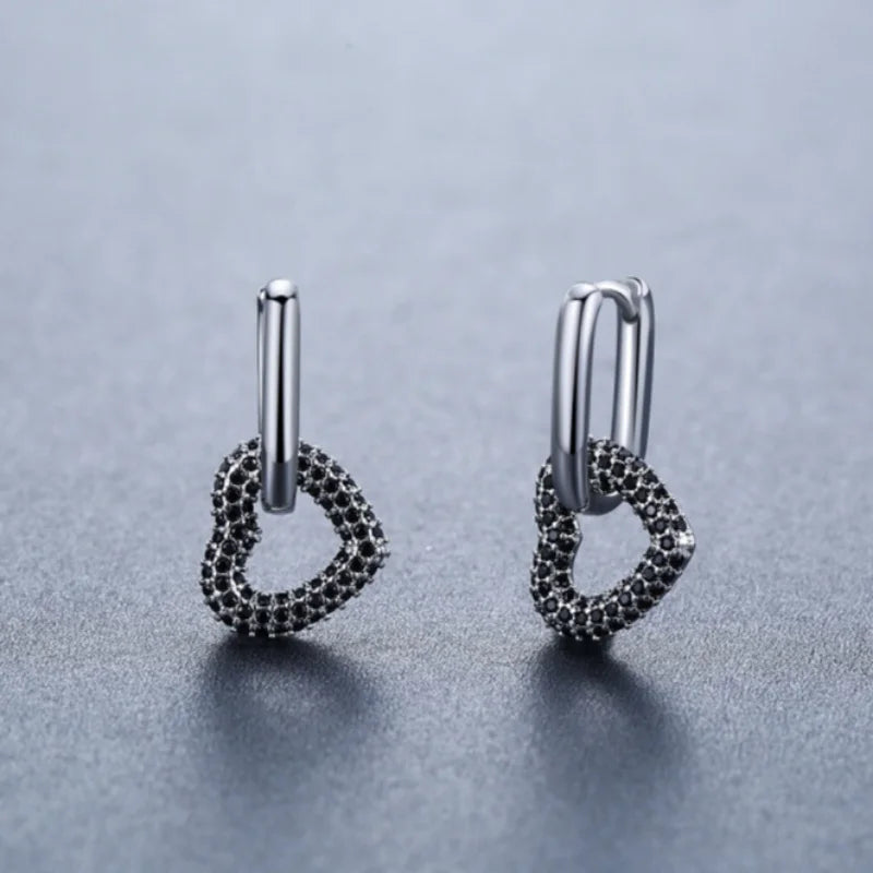 Black Spinel Hoop Earrings