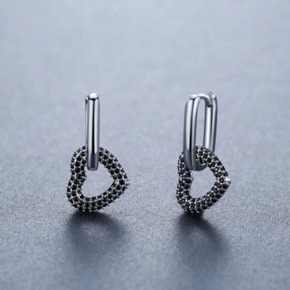 Black Spinel Hoop Earrings