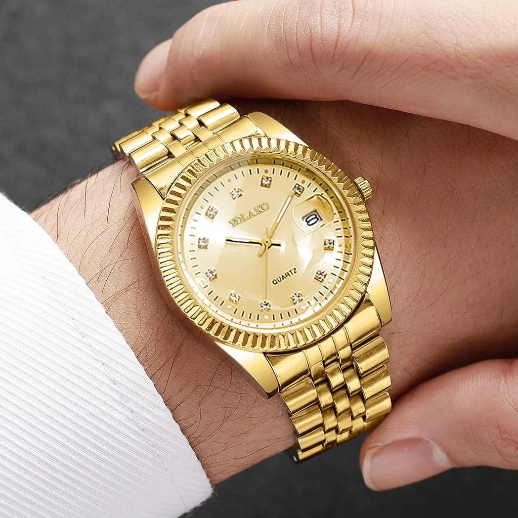 Yolako Rhinestone Calendar Quartz Watch