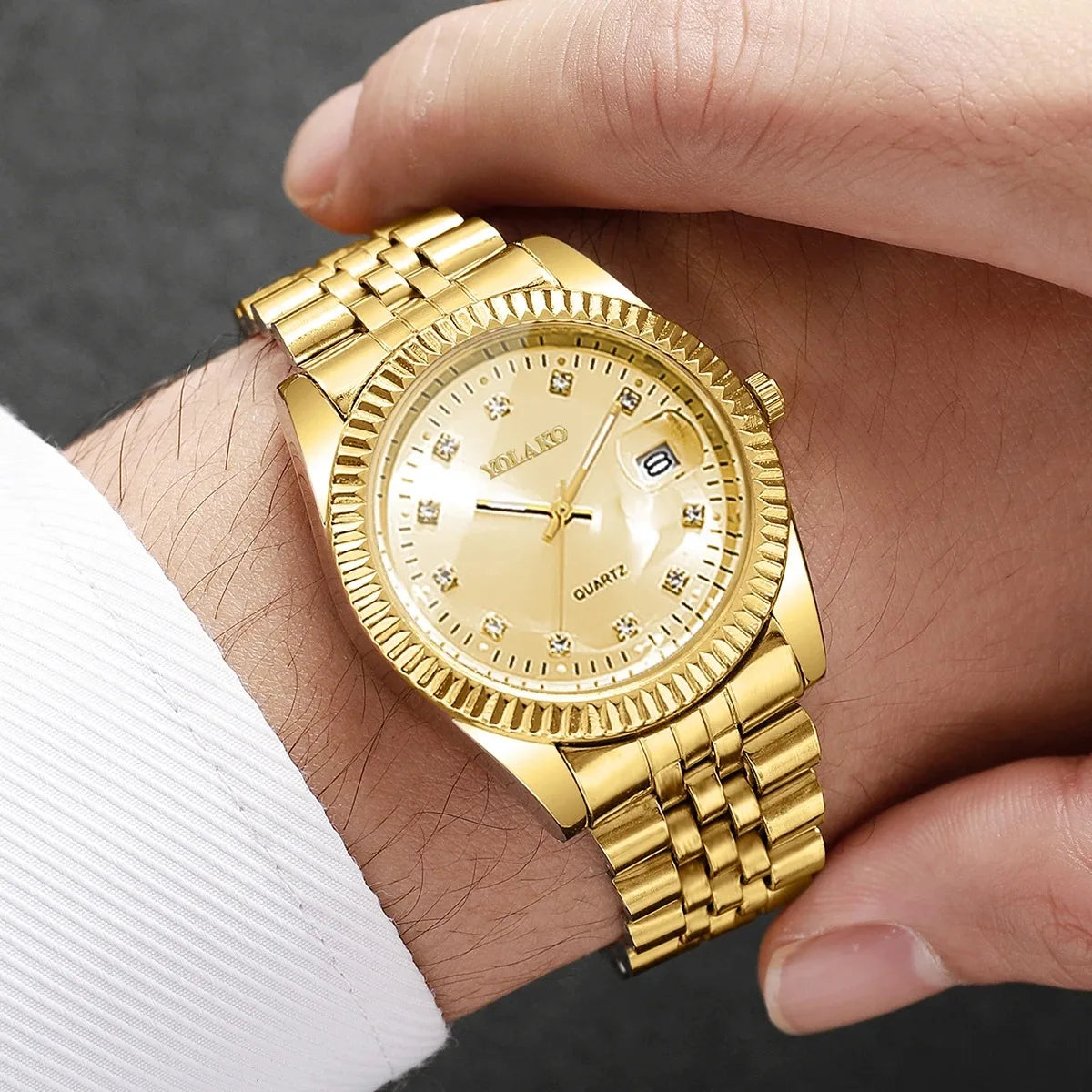 Yolako Rhinestone Calendar Quartz Watch