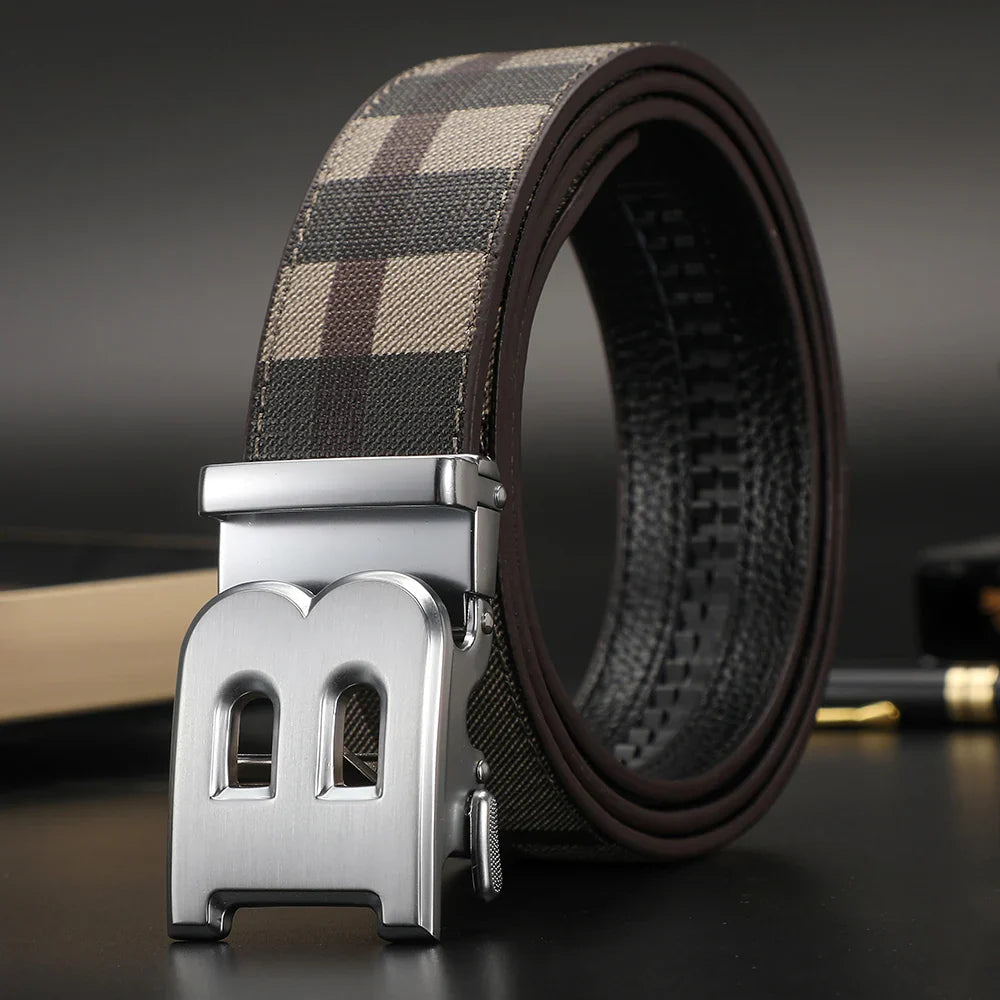 Wide leather canvas belt