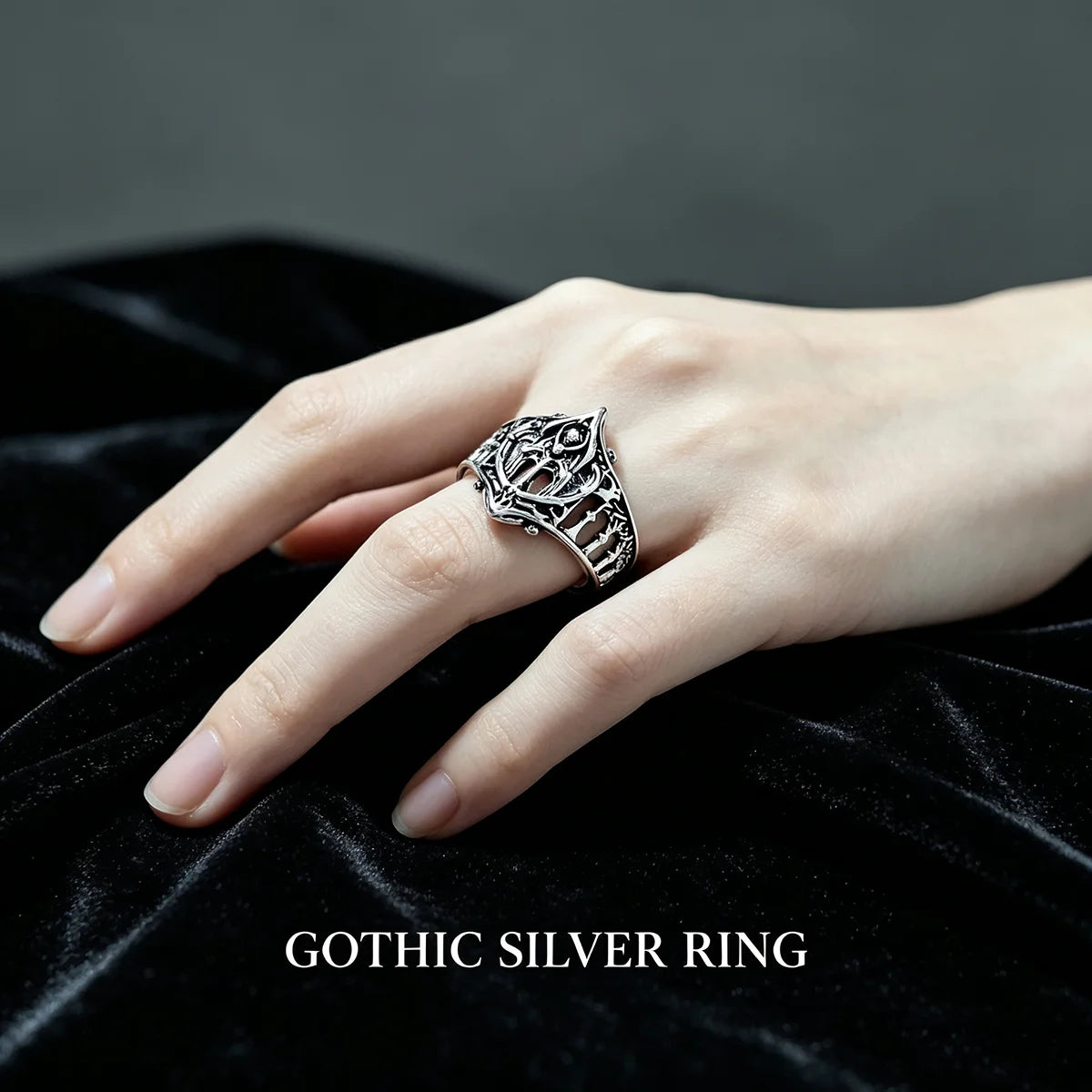 Gothic Openwork Wide-Band Ring