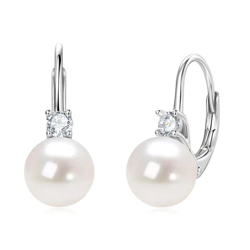 Sterling Silver Pearl Hoop Earrings