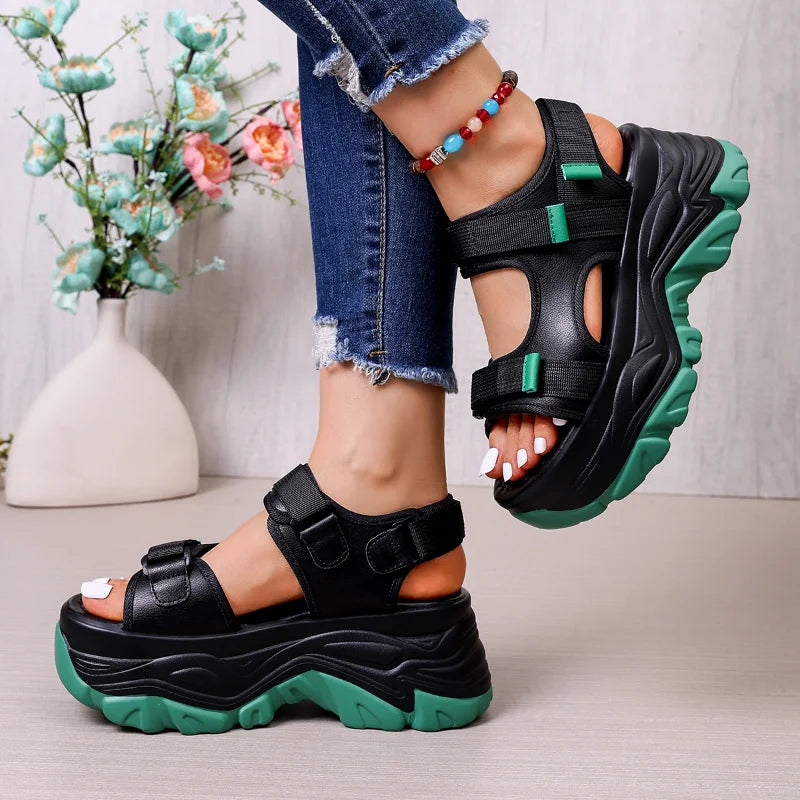 Women Sewing Wedge Sandals