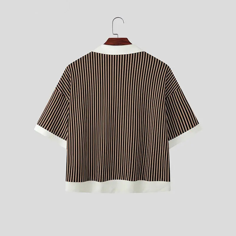 Striped Patchwork Casual Shirt