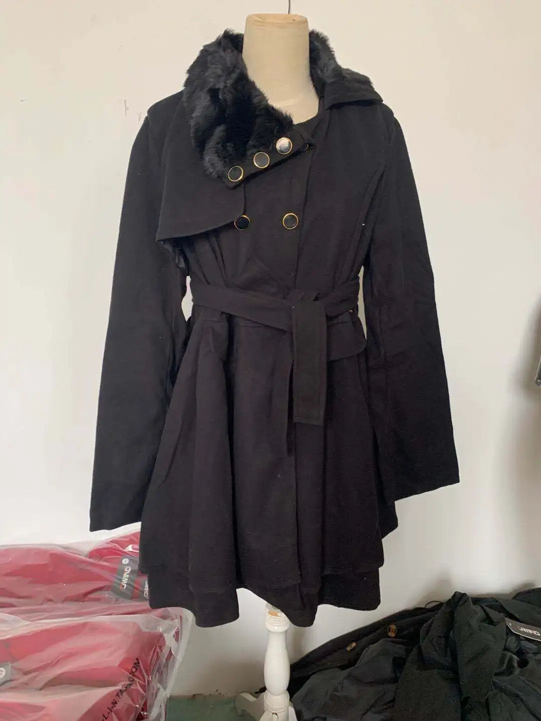 Women Slim Long Tweed Coat