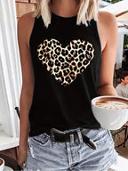 Leopard Heart Graphic Tank Top