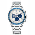 MOBWOL Blue Bezel Steel Watch