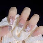 Gradient Wearing Fake Nails Long