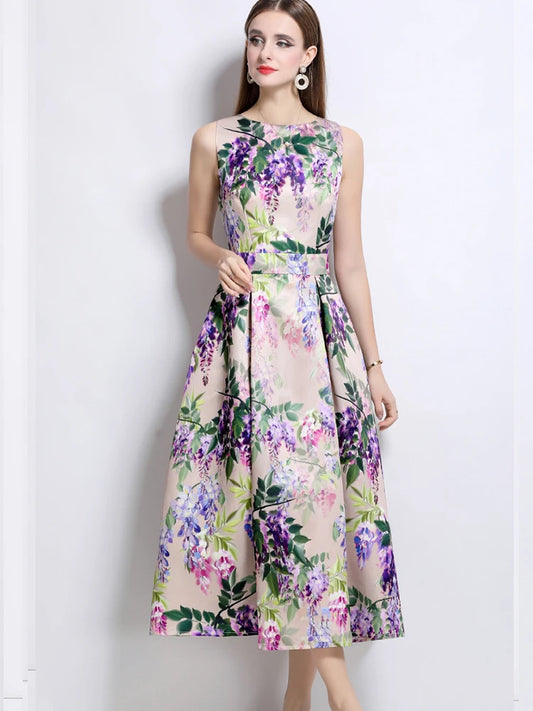 Printed Slim Fit Summer Vest Dress
