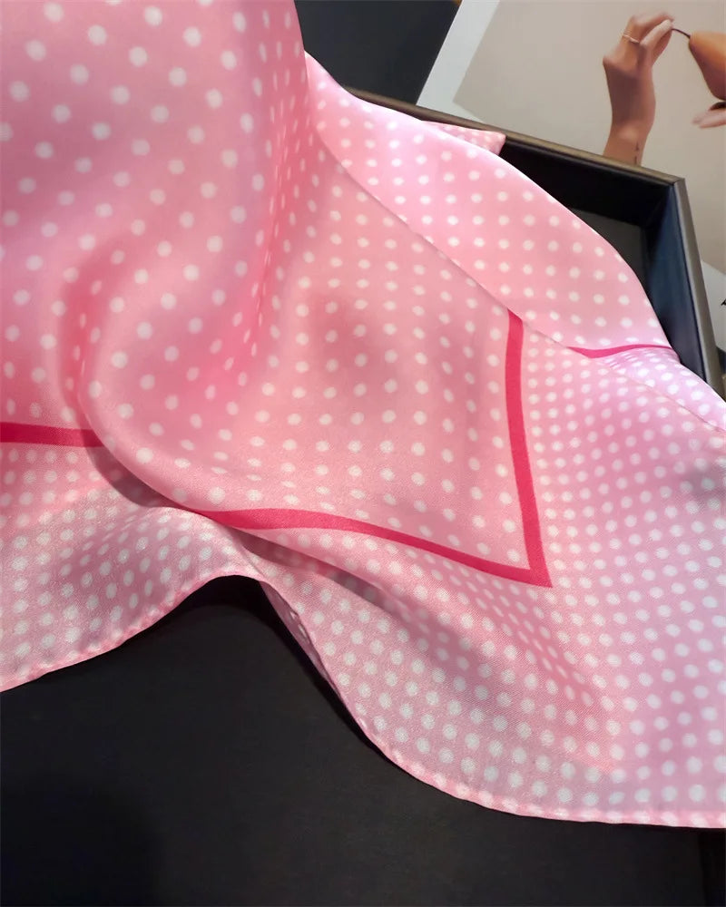 Dot Print 70cm Silk Square Scarf