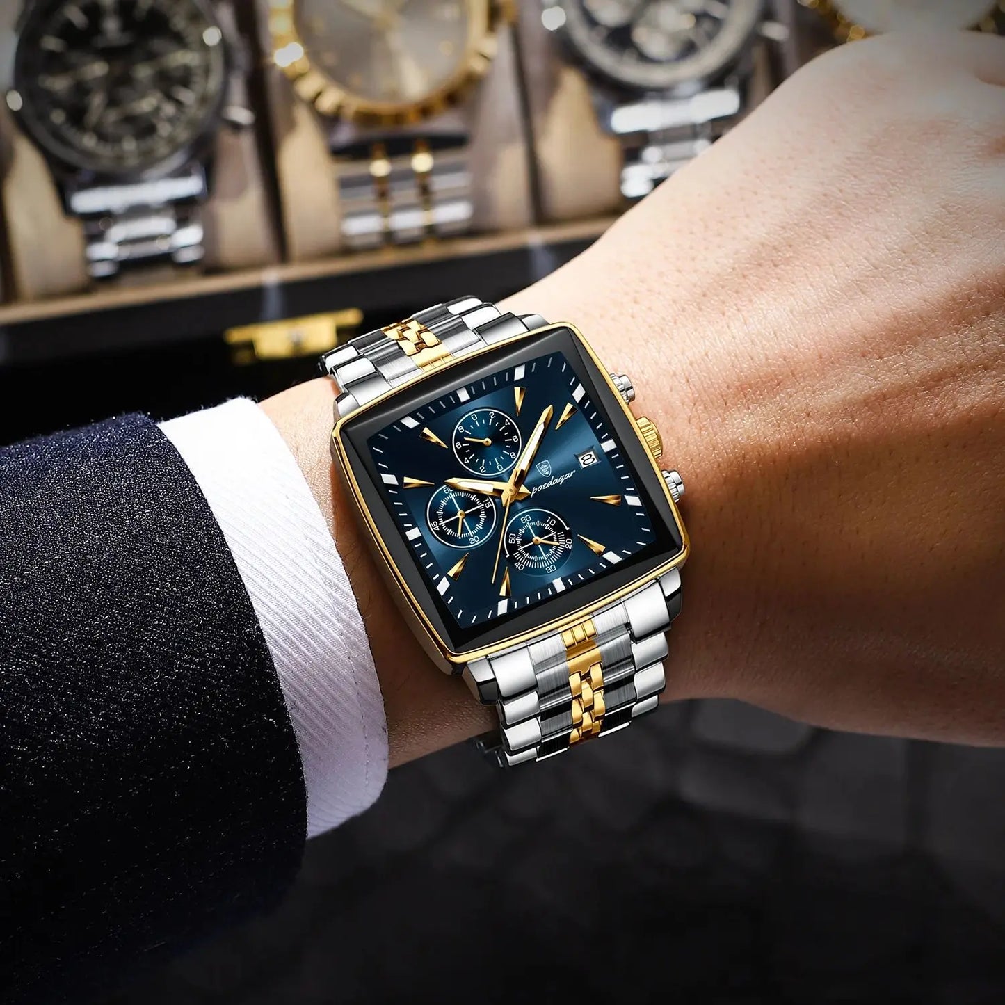 Square Face Chronograph Watch