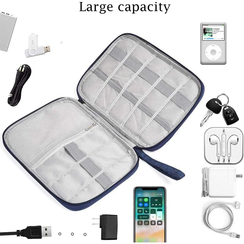Portable Travel Cable Organizer Bag