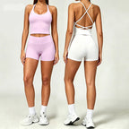 Nylon Solid True-To-Size Fit Two-Piece Yoga Set