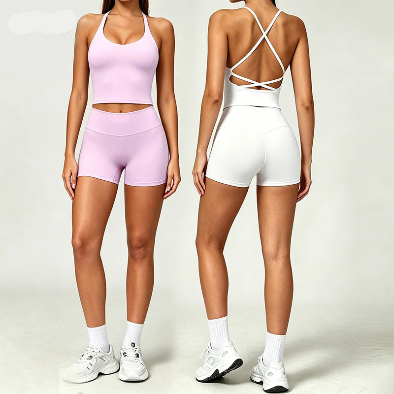 Nylon Solid True-To-Size Fit Two-Piece Yoga Set