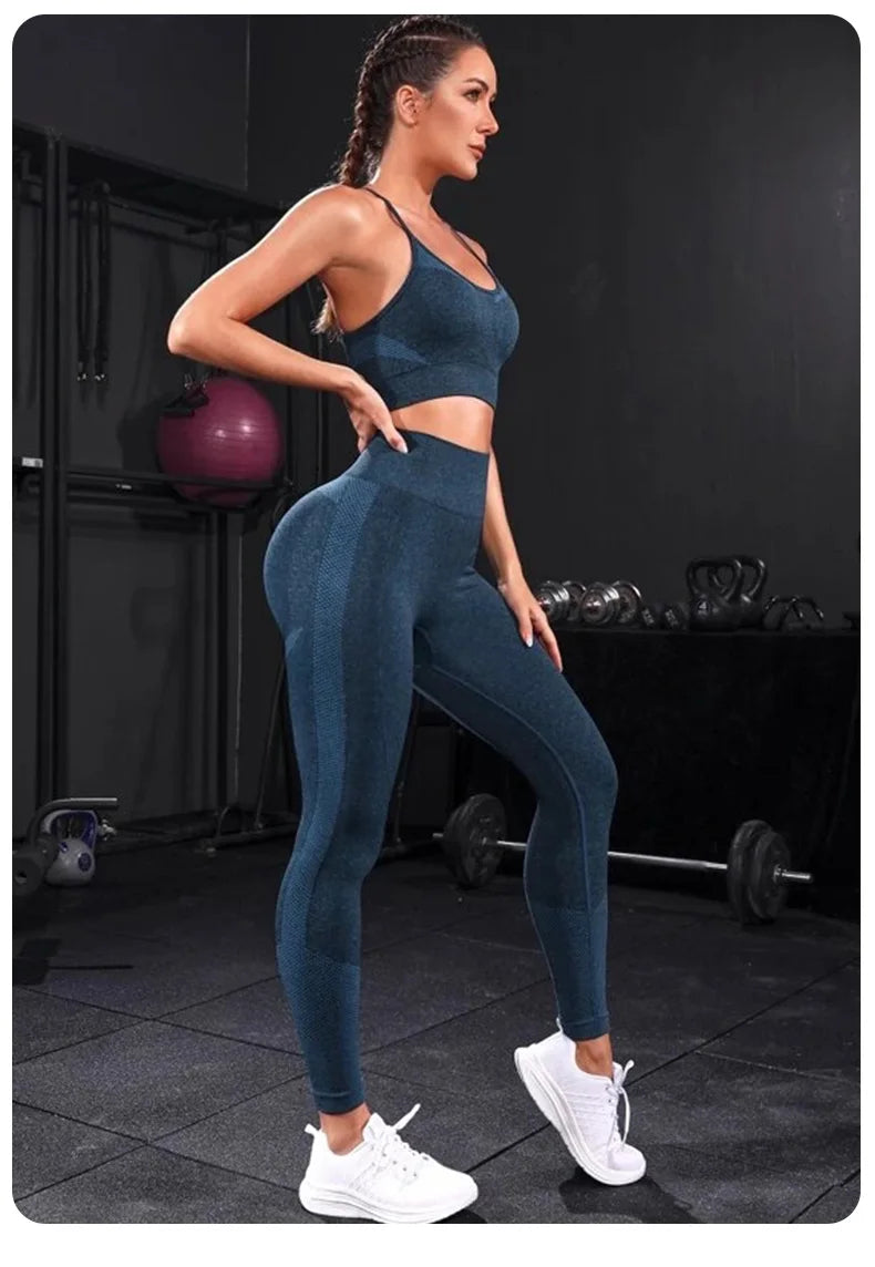 Nylon Geometric Print Sleeveless Two-Piece Yoga Set