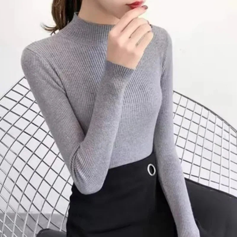 Mock Neck Slim Sweater