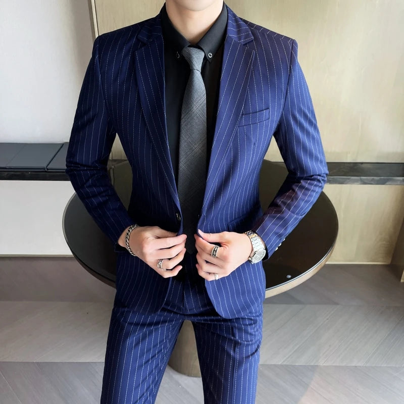 Striped Slim Two-Piece Business Suit