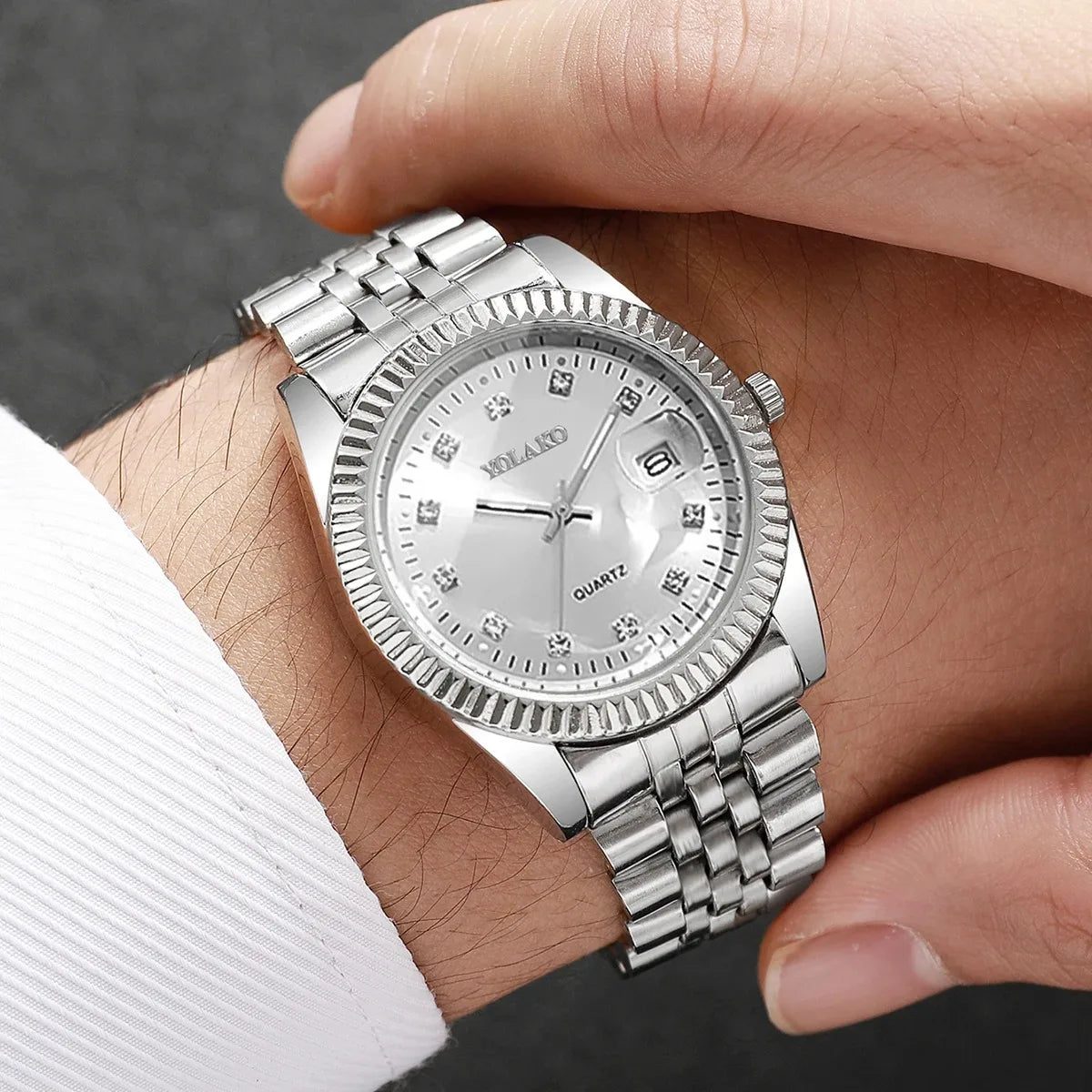 Yolako Rhinestone Calendar Quartz Watch
