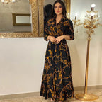 Digital Print Long Sleeve Maxi Dress