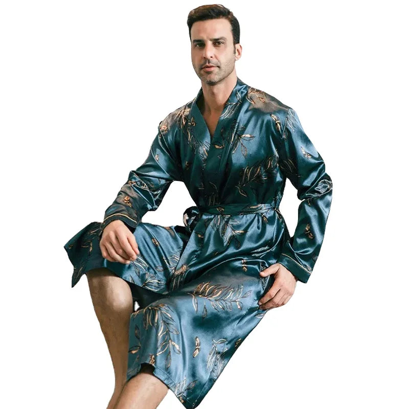 Pajama Spring Autumn Silk Bathrobe
