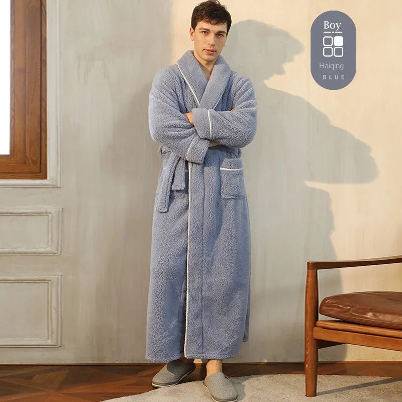 Autumn Winter Thick Cotton Flannel Bathrobe