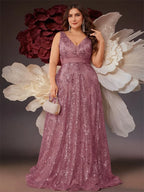 Deep V-Back Sequin Gown