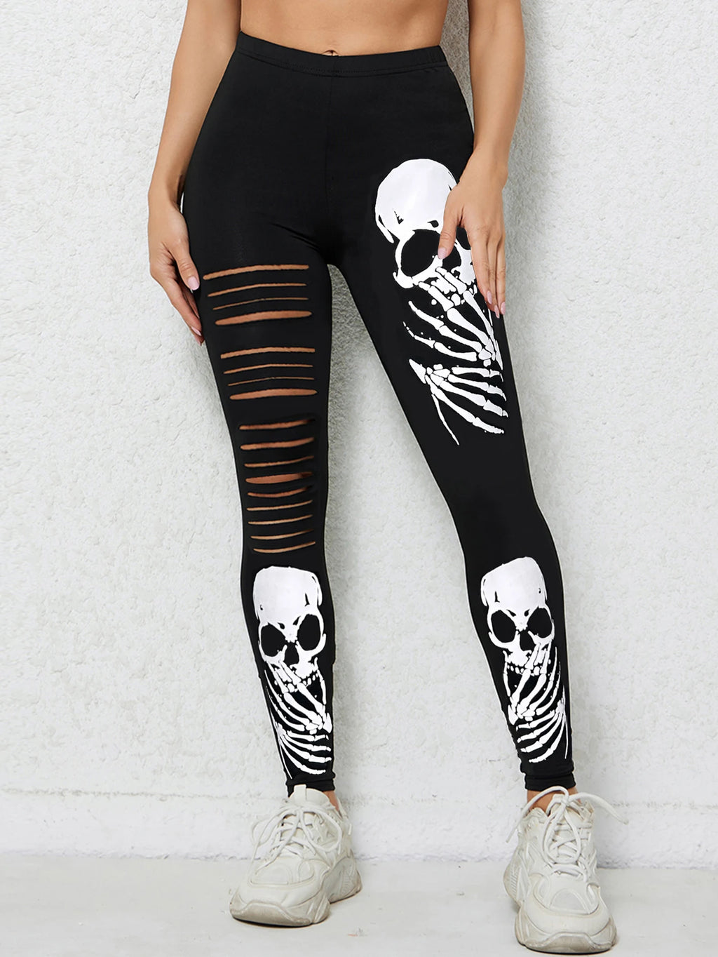 Skull Print Nine-Point Leggings