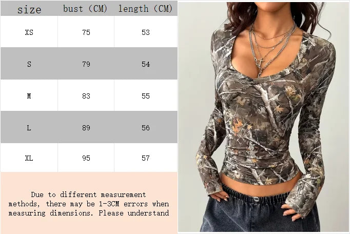 Polyester Botanical Print Long Sleeve Crop Top
