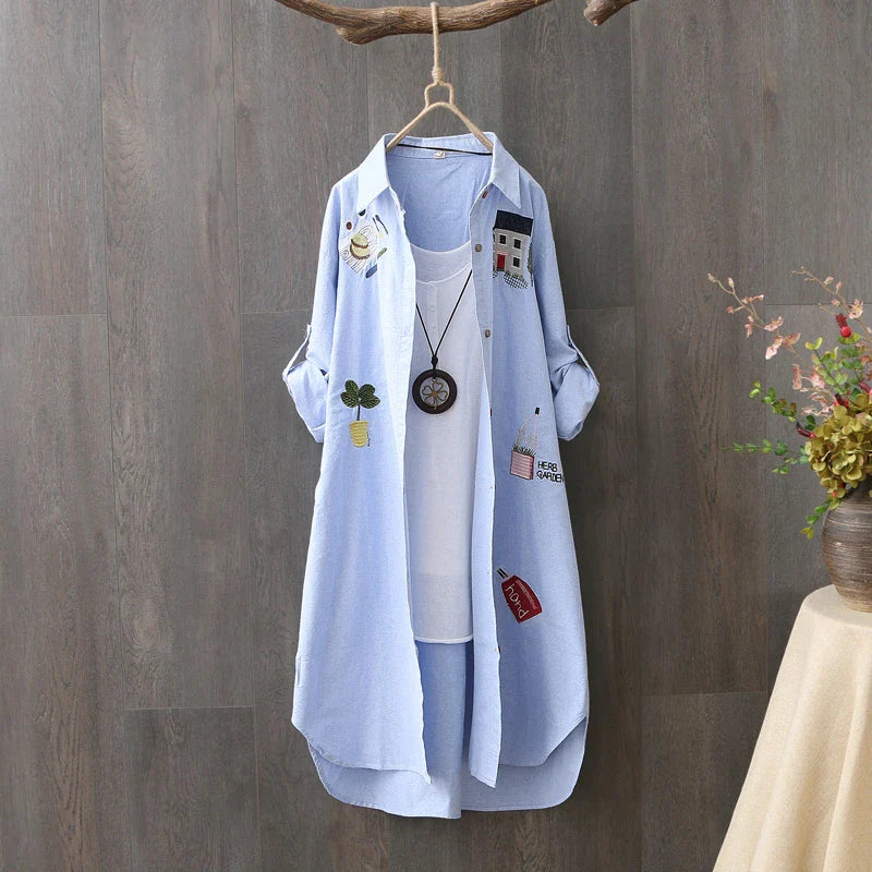 Embroidered Loose Cotton Shirt