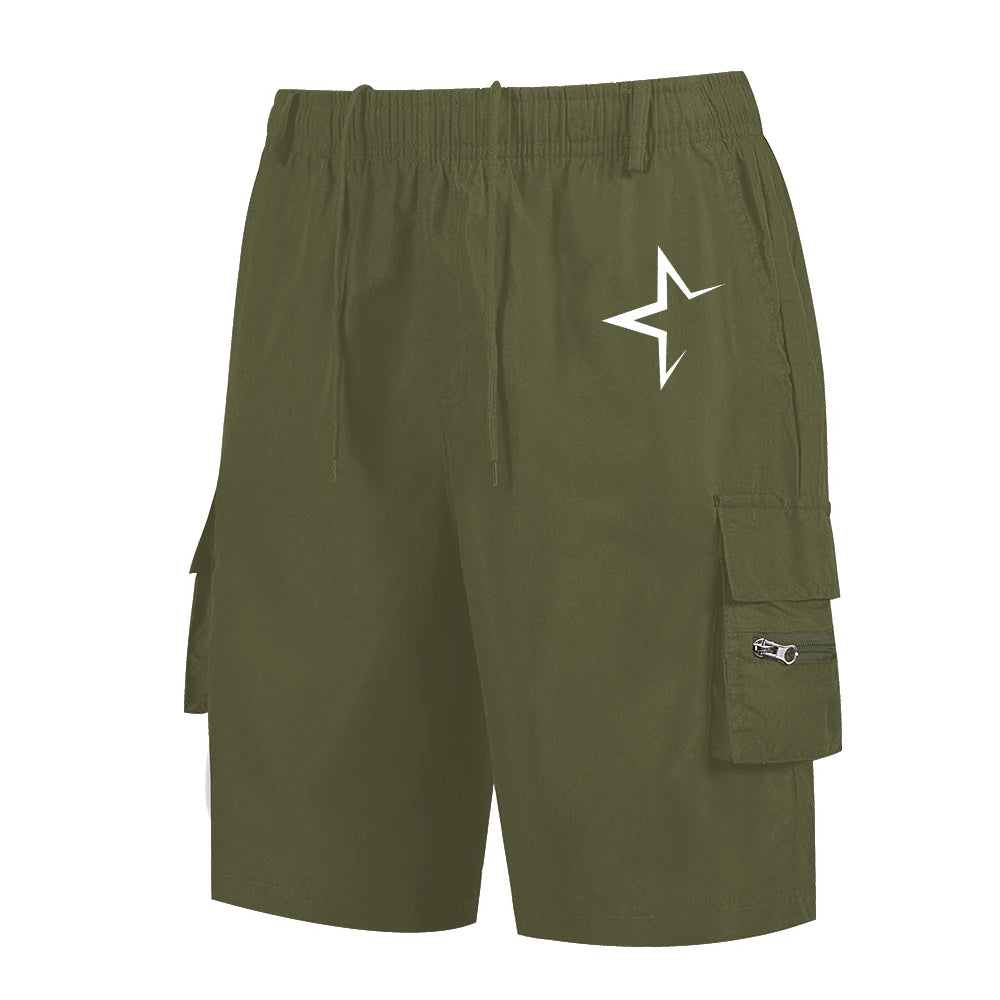 Quick-Dry Star Print Cargo Shorts