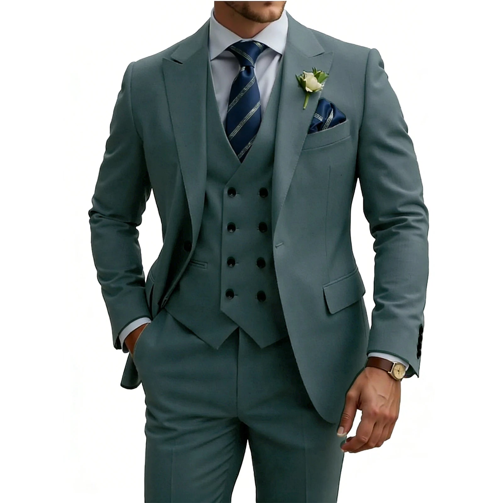 Three-Piece Double-Breasted Formal Tuxedo