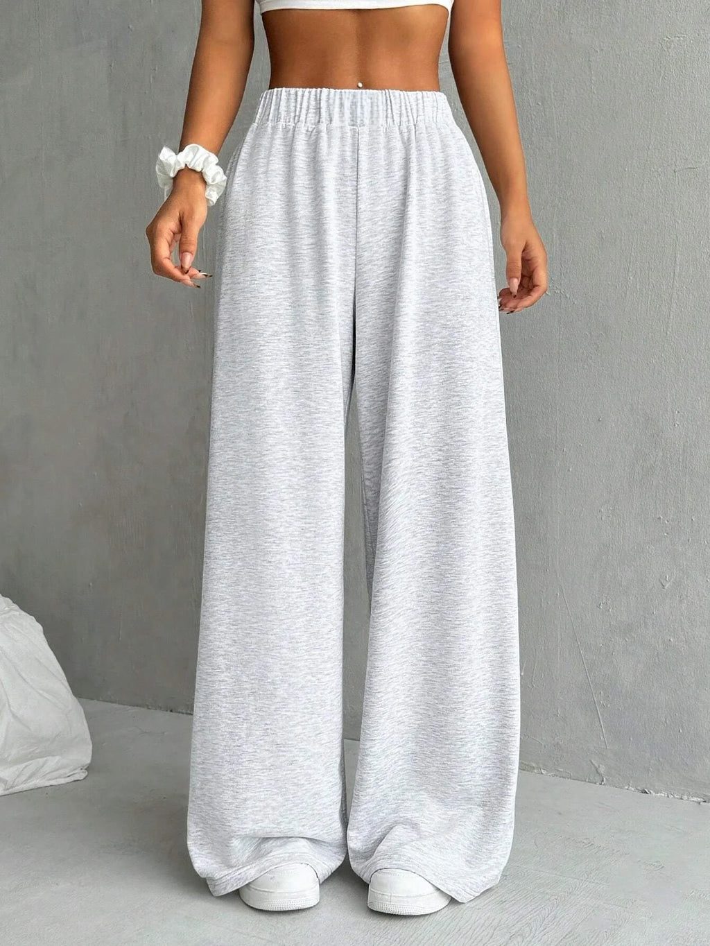 Solid Wide-Leg Ankle Pants