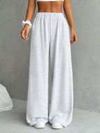 Solid Wide-Leg Ankle Pants