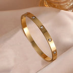 Floral Zircon Bangle Bracelet
