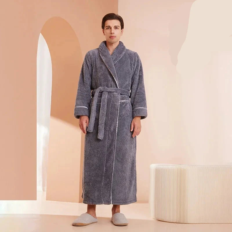 2025 Autumn & Winter Thick Flannel Bathrobe