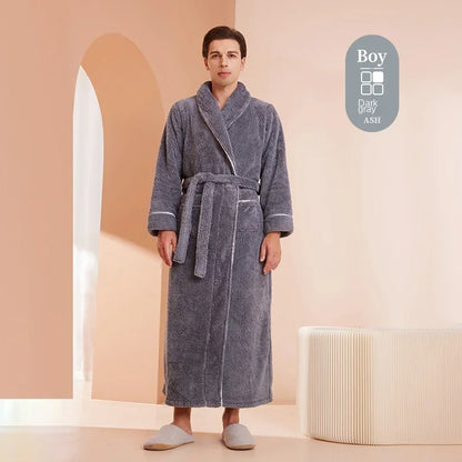 Autumn Winter Thick Cotton Flannel Bathrobe