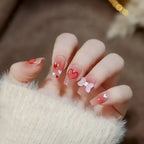 Gradient Wearing Fake Nails Long
