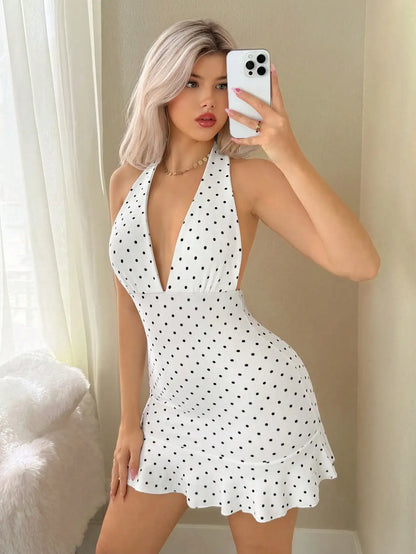Elegant Backless Halter Mini Dress