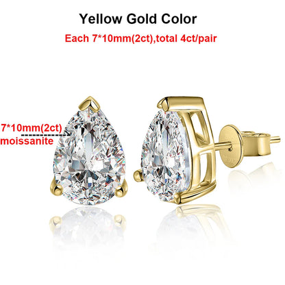 Pear Cut Moissanite Stud Earrings