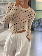 Sheer Mesh Dot Top