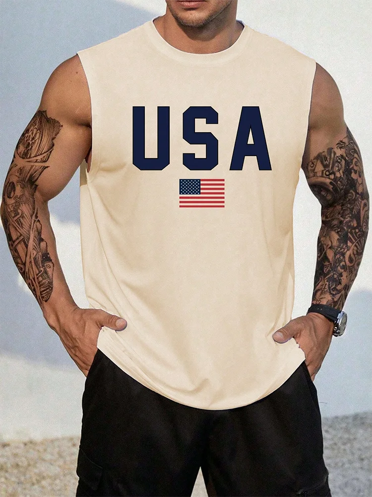 USA Flag Print Tank Top