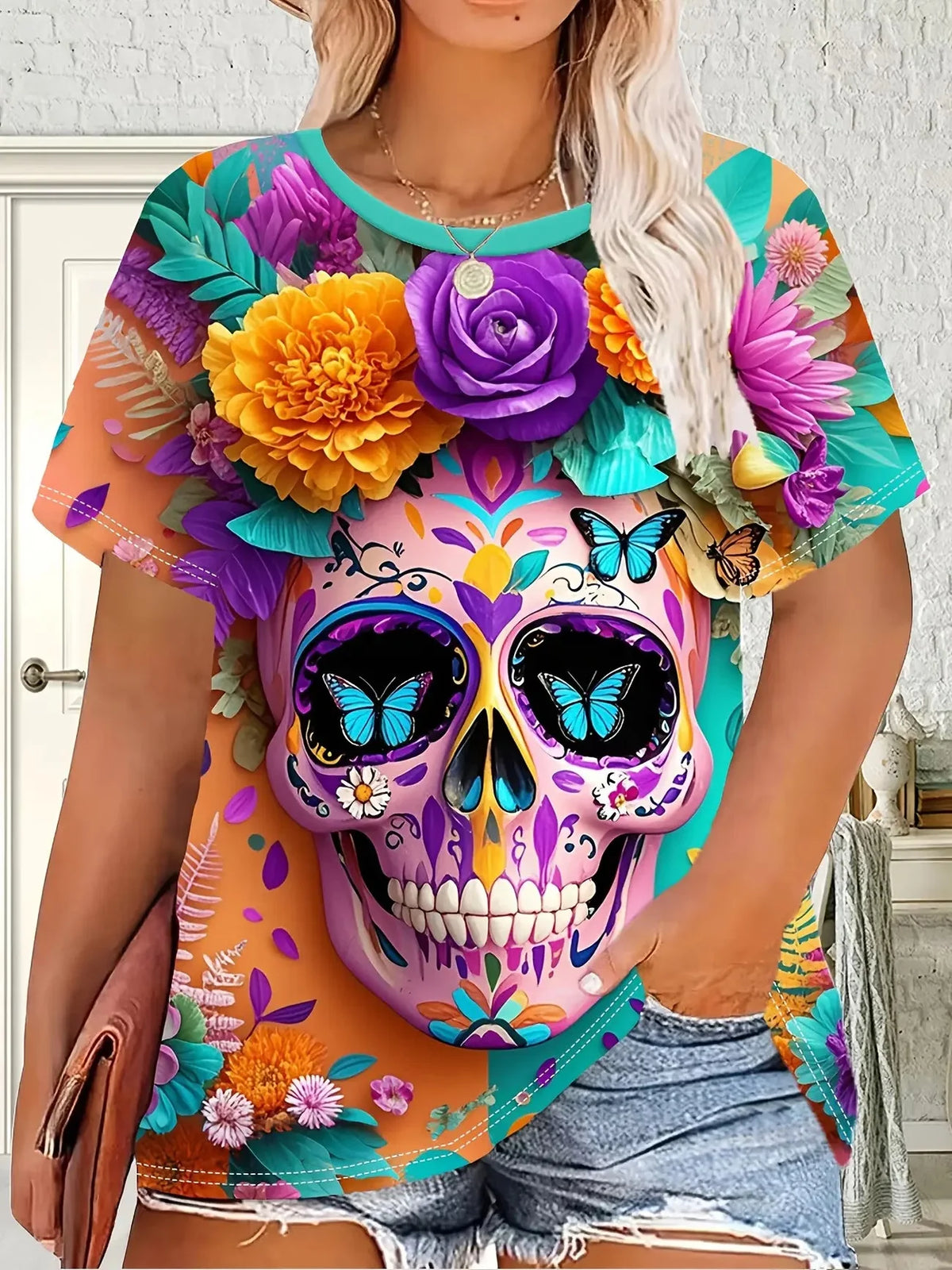 Skull Rose Graphic T-Shirt