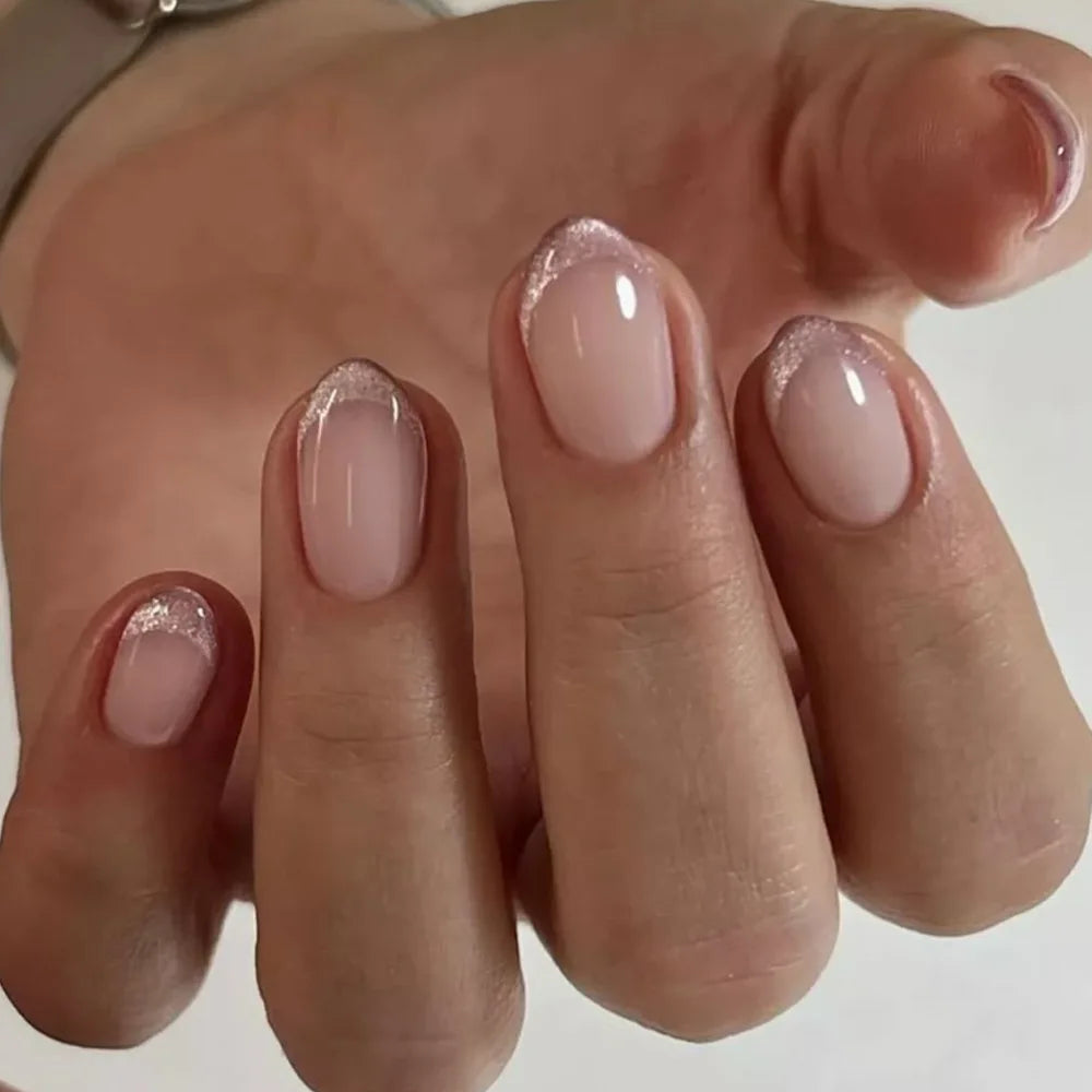 French Tip Fake Nails Almond