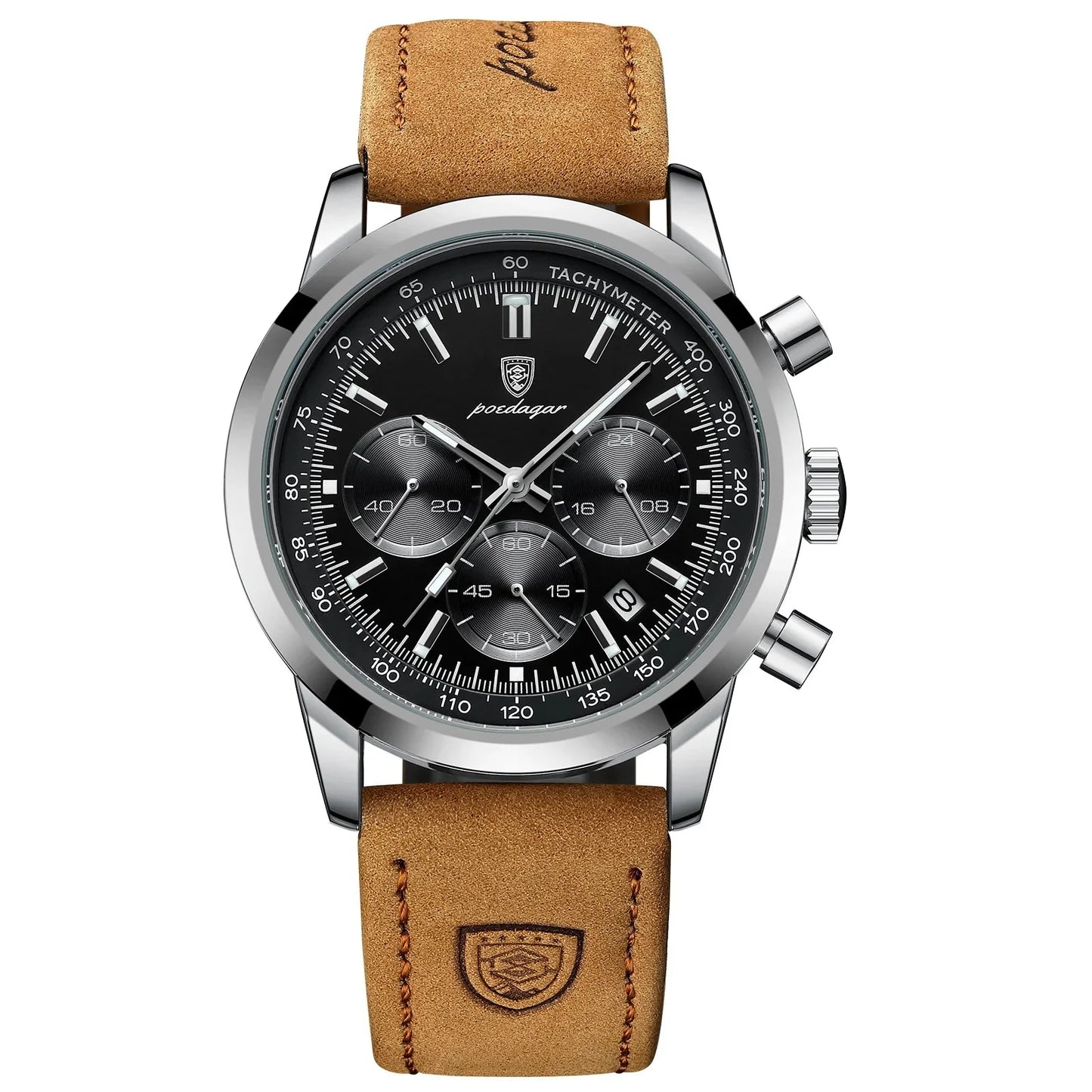Luminous Leather Chronograph Watch