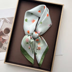 Elegant Floral Satin Square Scarf